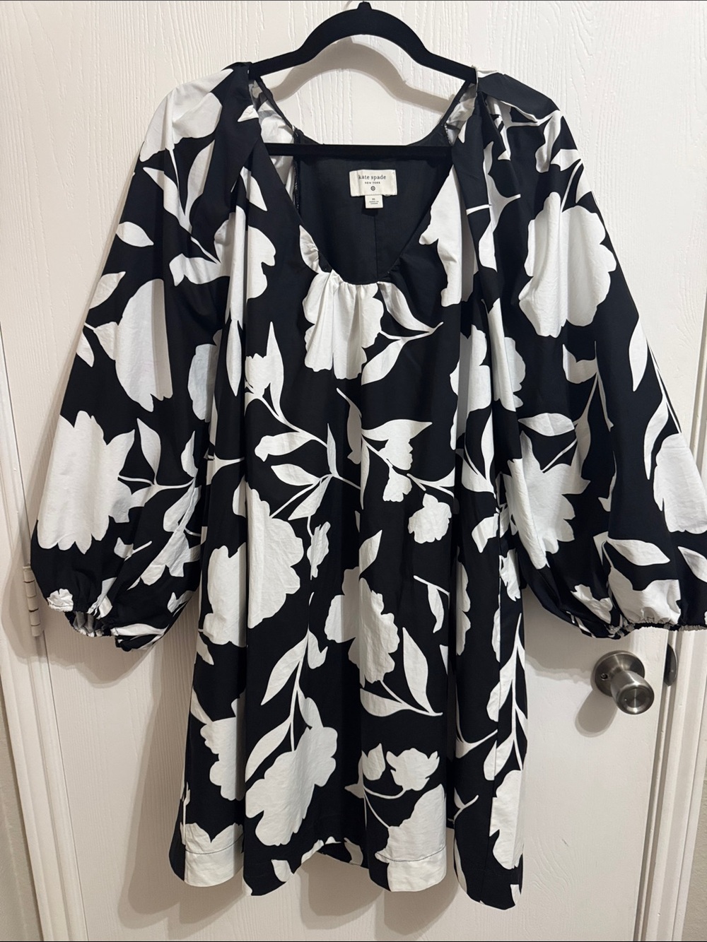 Kate Spade New YorkClassic Rose Poplin Long Sleeve Floral Mini Dress Extra Large